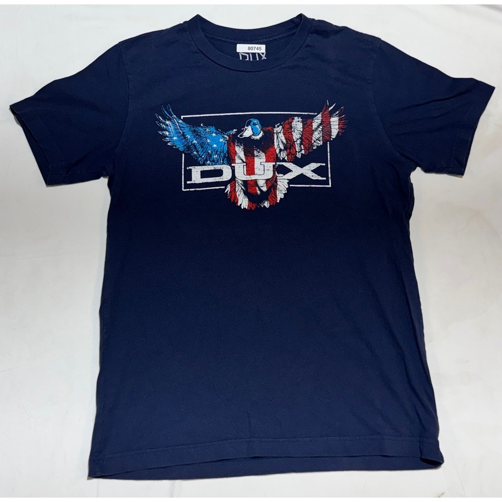 Dux Waterfowl Co Mens Navy Blue Patriotic American Flag Duck Graphic T-Shirt M